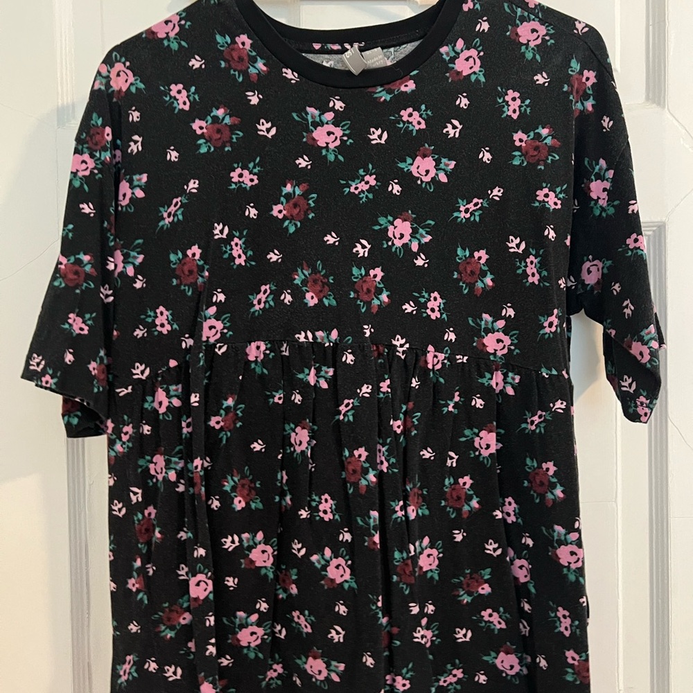 Maternity Floral Black and Pink Women's Top
